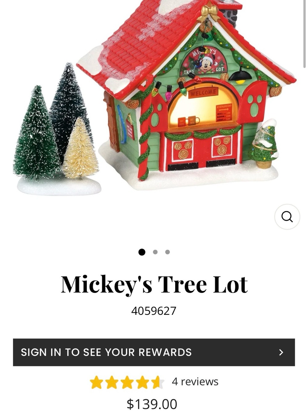 Dept 56 Disney Red and Green Mickey Holiday House Decorative Accent